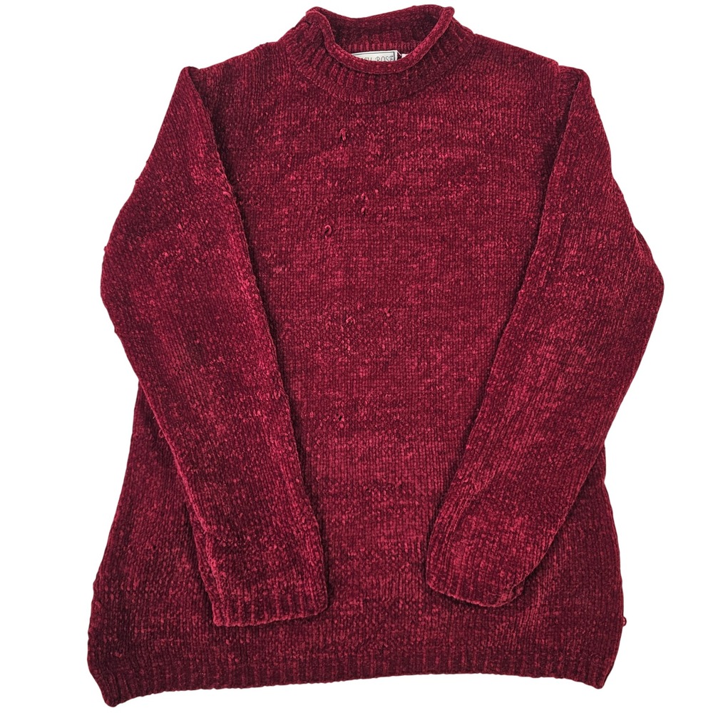 Emily Rose Womens Chenille Mock Neck Sweater‎ Burgundy Wine Red Soft Knit Medium